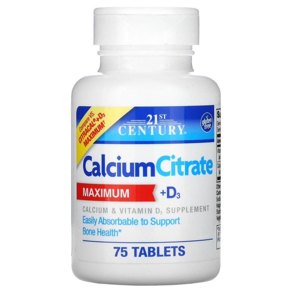 21st Century Sentry Calcium Citrate + D3 Maximum, 75 Tablets