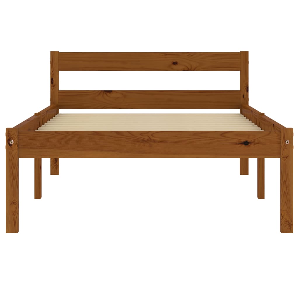 Solid Wood Bed Frame Honey Brown Pine 90 x 200 cm