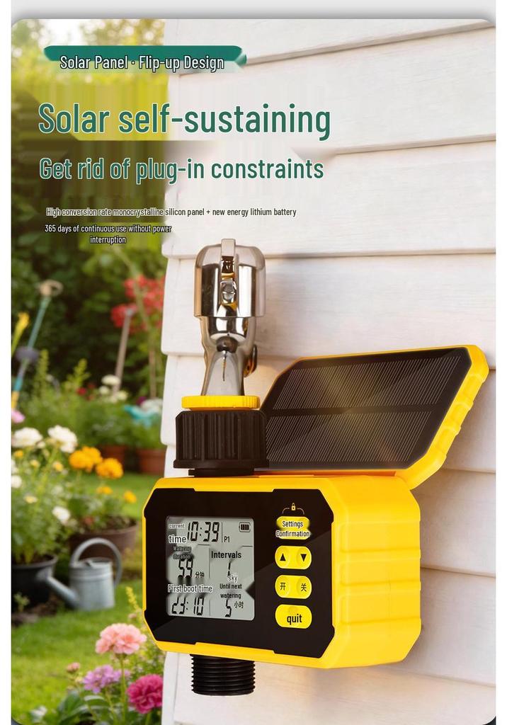 Solar-Powered Automatic Flower Watering Timer System