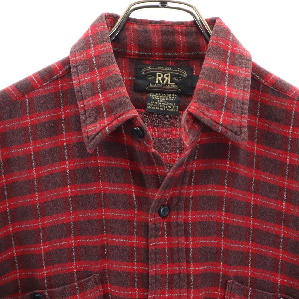 RRL 90-х Красная 3 звезды Начальная бирка Старая Рубашка в клетку с длинным рукавом Ralph Lauren Мужская Б/У