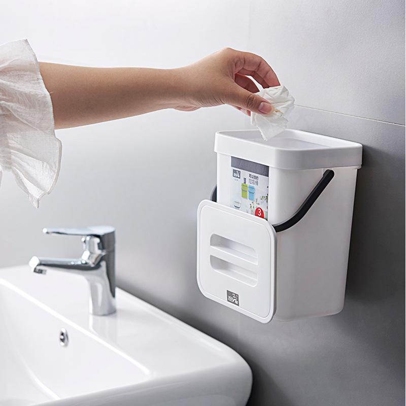 Мусорное ведро для кухни с крышкой, дверца шкафа для дома, настенный унитаз, ванная комната, гостиная, подвесная креативная корзина для хранения бумаги