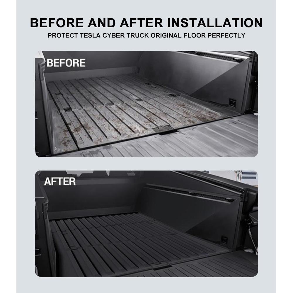 Heenvn Floor Mats For Tesla Cybertruck 2024-2026 Custom Fit All Weather TPE Cargo Liner Cargo Trunk Mat Pad Kit Set Accessories