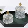 European Retro Glass Jar with Lid Transparent Gold Jewelry Cotton Swab Storage Box Tea Candy Tank Sugar Bowl Makeup Brush Holder