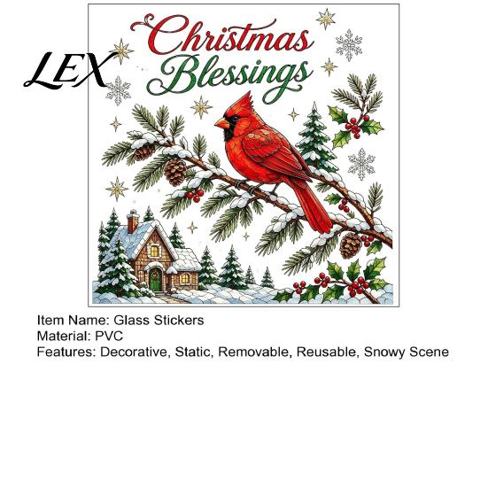 Reusable Window Stickers Christmas Clings, Removable PVC Decals, Snowy Festive Holiday Home Ornaments Glass for Party And Store Decorations