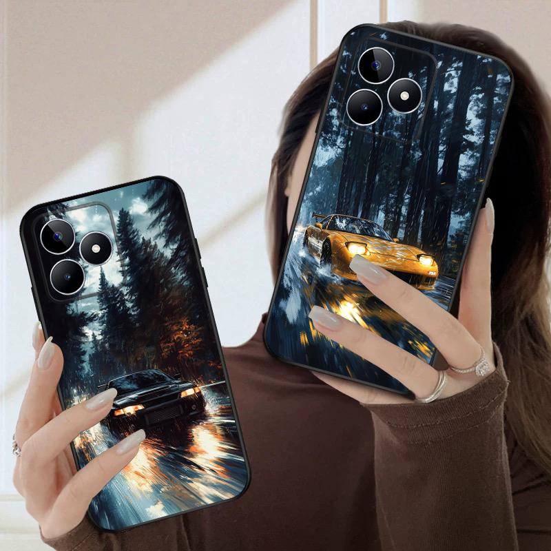 Машина в дожде Для Oppo Realme 11 12 12X 14 Pro Plus 8 C55 C63 65 67 75 51 53 GT 2 7 Neo 3 5 SE 7 50 силиконовый мягкий чехол для телефона