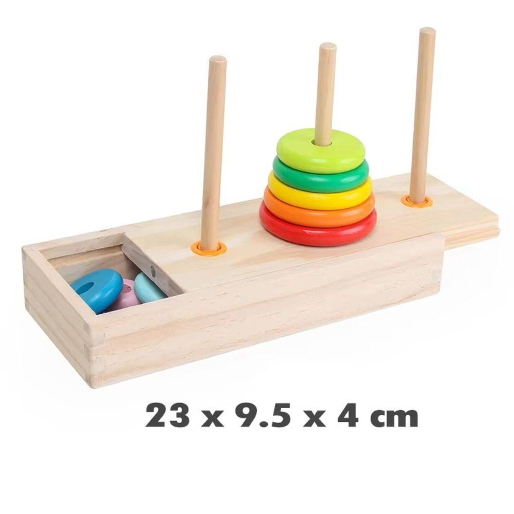 Wooden Material Hanoi Tower Classic Design Educational Puzzle New Rainbow Stacking Games