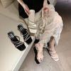 Two Wear Cool Slippers Female Summer Wear New Rhinestone Fairy Wind Crystal Thick Heel Sandals Internet Celebrity Open Toe High Heel Sandals