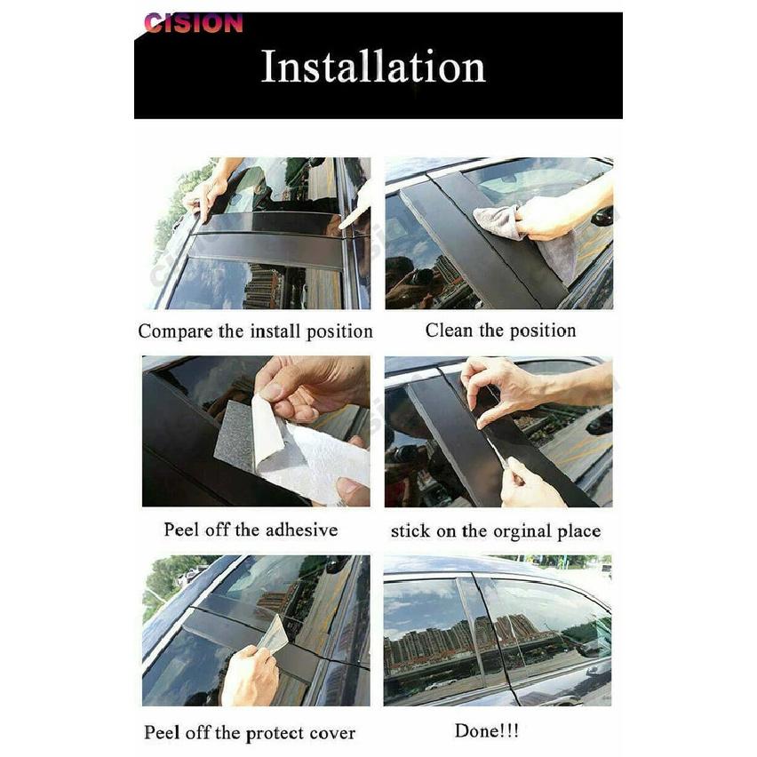 Glossy Black Window Door Column BC Pillar Post Mirror Effect PC Sticker Cover Trim Carbon Fiber For Toyota Sienna XL30 2010-