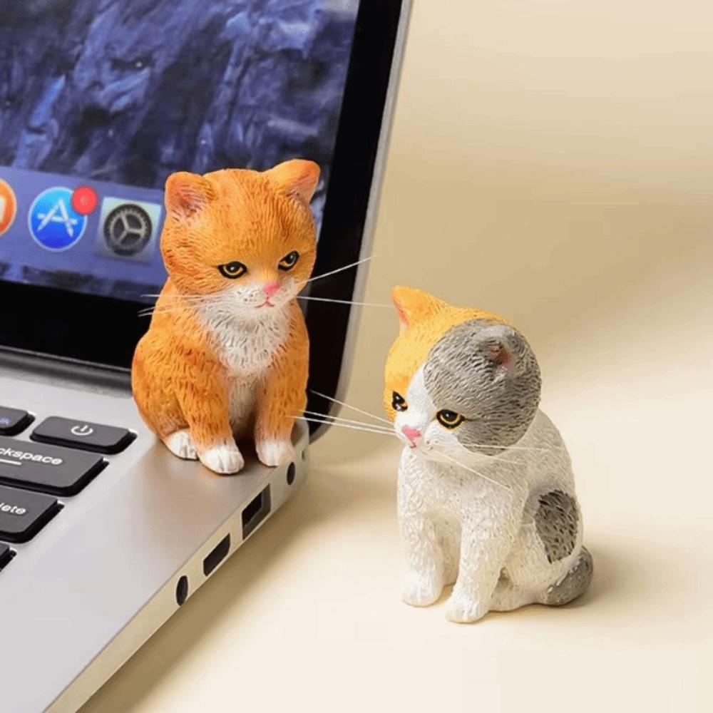 Мультяшные статуэтки кошек, фигурки, кошка с тигровыми пятнами, украшение для микро-ландшафта
