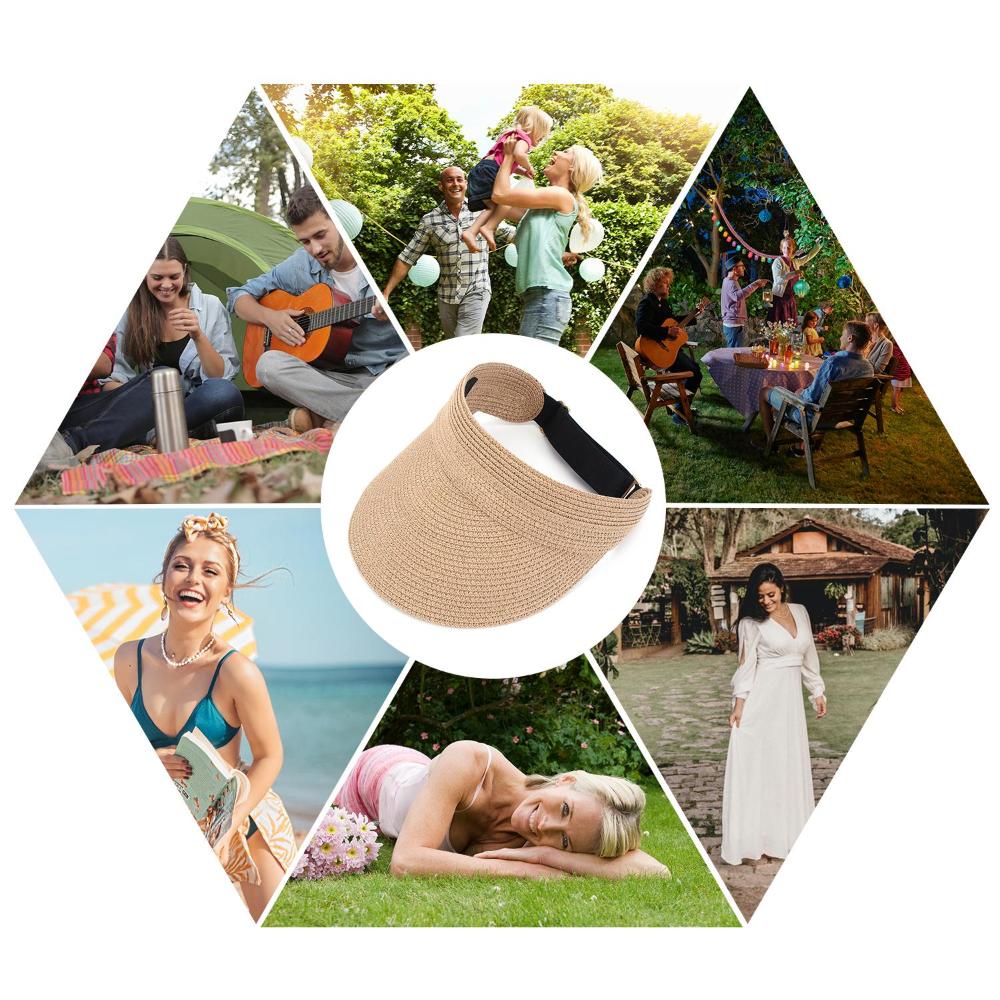 Летняя сворачивающаяся пляжная соломенная складная кепка с защитой от УФ-лучей, шляпа-козырек от солнца, женская шляпа с широкими полями