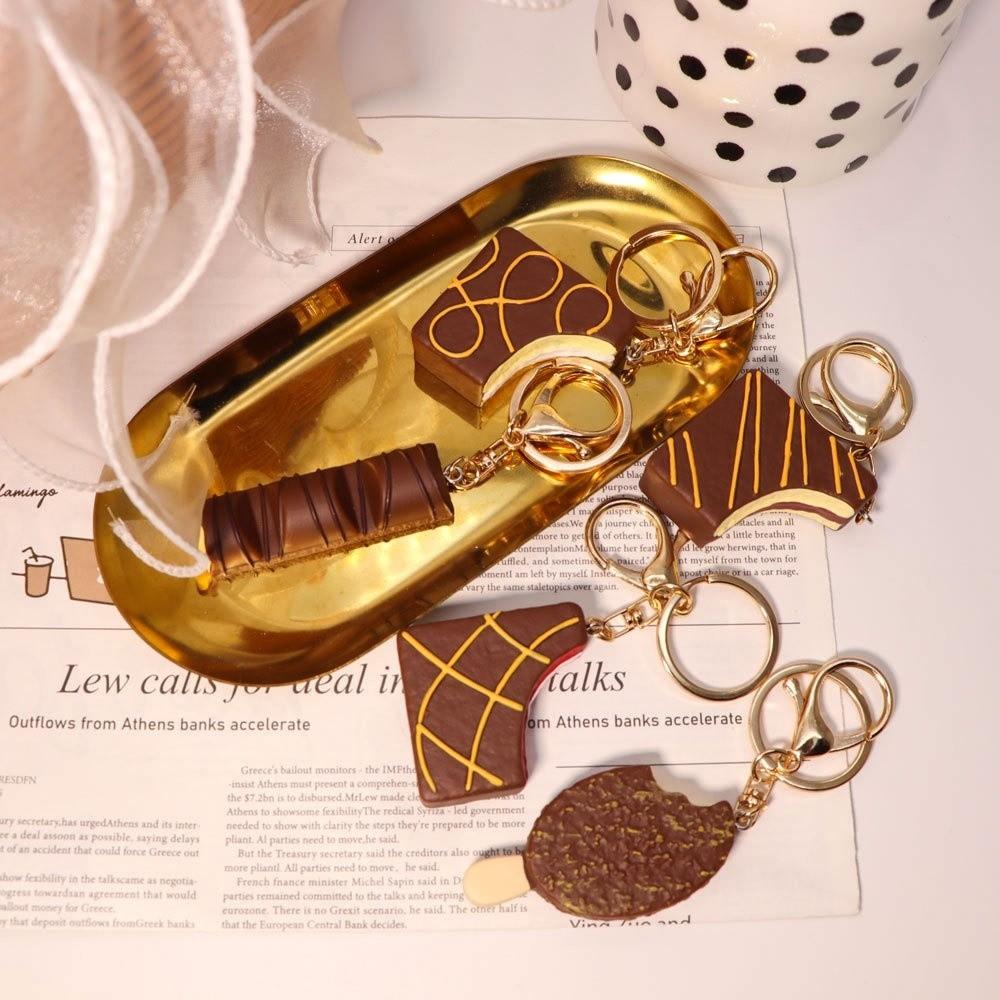 Realistic Food Chocolate Pie Keychain Simulation Dessert Bag Pendant Ice Cream Keychains Bag Decor
