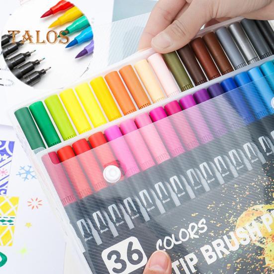 Набор цветных ручек для граффити, цветные контурные ручки, двухсторонняя кисть и тонкие маркеры для письма, раскрашивания в стиле скрапбукинга