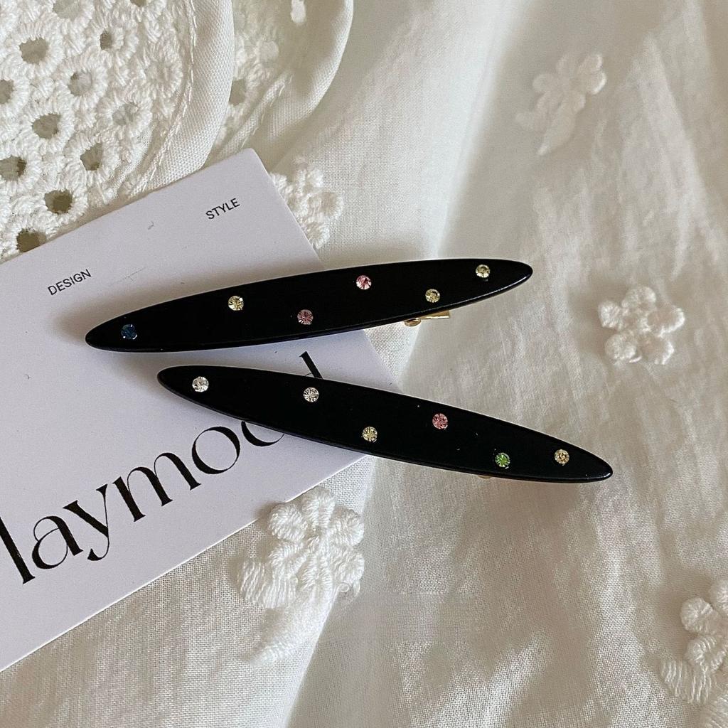 2 шт./комплект Ацетатный Зажим для Волос Цветные Стразы Кристаллы Заколки Боковые Заколки Листья Геометрические Сладкие Элегантные Женские Аксессуары для Волос