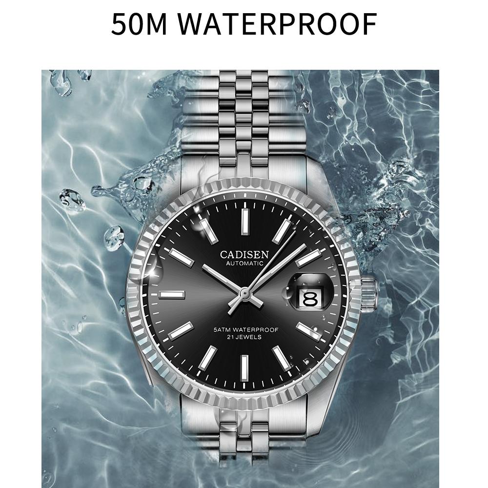 Cadisen C8053 Новые роскошные мужские часы высшего бренда с коробкой 5ATM Водонепроницаемые автоматические мужские механические часы с 21 драгоценным камнем