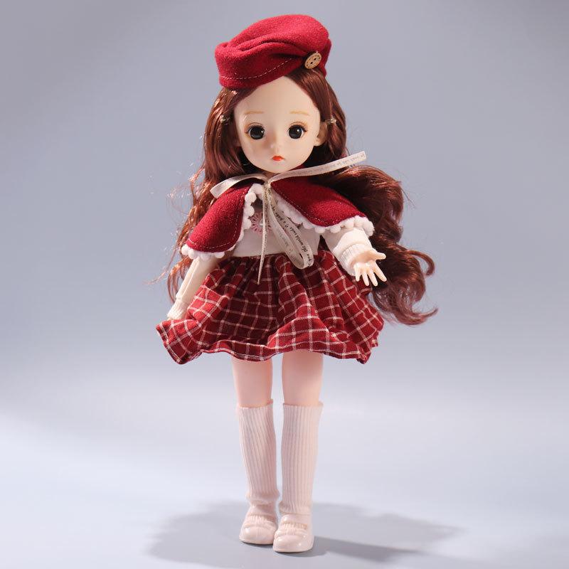 30CM Mini Movable 15Jointed Doll Girls Toy 3D Big Eyes BJD Princess Full Outfits Dresses Collection Childrens Doll Gift