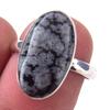 Natural Snowflake Obsidian Gemstone Handmade 925 Sterling Silver Ring S.6 D7b39