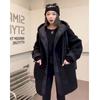 Lamb Cashmere Coat Female Autumn Winter Fashion Patchwork Fake Two Hoodie Hoodie Loose Matching Woolen Coat Solid Color
