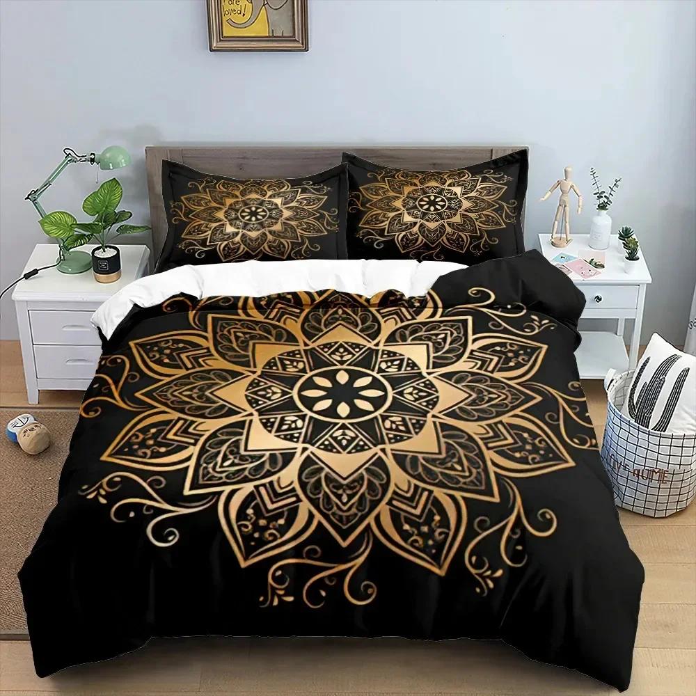 Mandala Duvet Cover Set King Queen Twin Full Size Moon Sun Eye Boho Chic Floral Polyester Quilt Cover for Kid Boys Bedding Set