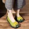 2024 Hot Genuine Leather Handmade Leather Women's Shoes National Wind Single Shoes Peas Shoes Soft Bottom Mother Shoes