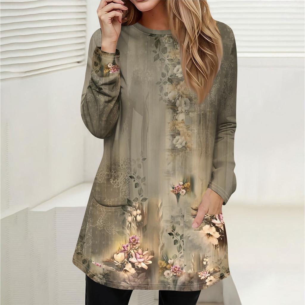 Женская толстовка, пуловер, спортивная одежда, карман, принт, повседневный топ с круглым вырезом и длинными рукавами