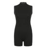 Women's Sports Jumpsuit Invisible Zipper Sleeveless High Street Rompers Basic All-match Female Summer Playsuit 2024