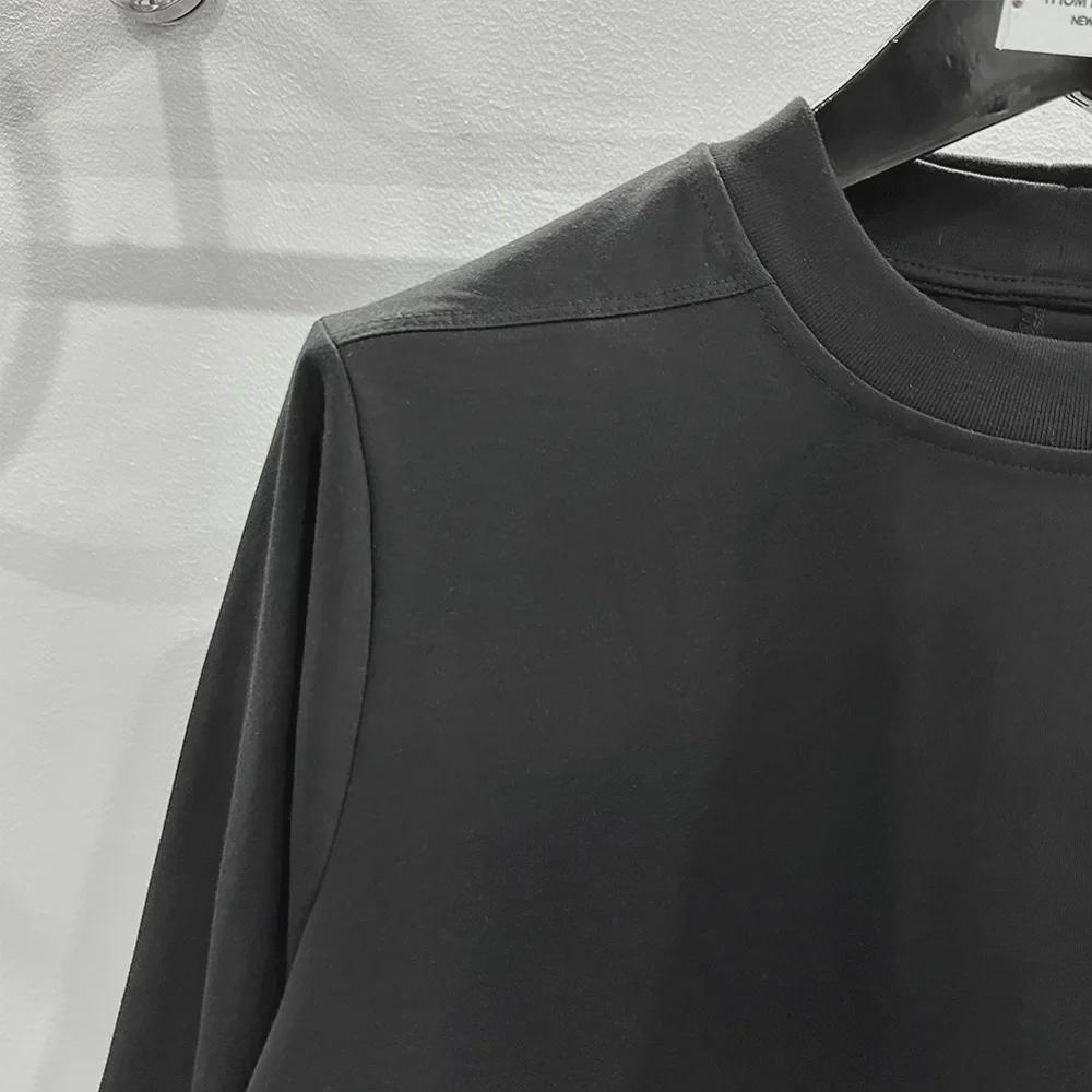 SUBHUMAN Мужская футболка весна/лето 2024 из двух частей, трикотажная, двухслойная, однотонная, свободная, с длинным рукавом