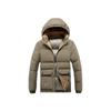 Удобная и универсальная куртка Легкая хлопковая куртка Мужские модели Зимняя Однотонная Съемный капюшон Утепленная Куртка с капюшоном Приталенная Мужская