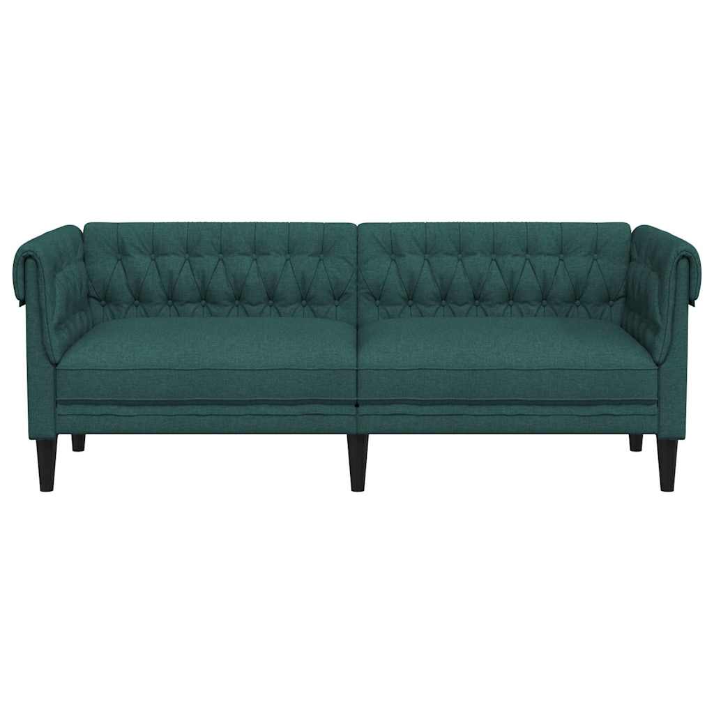 Chesterfield Sofa 3 Seater Dark Green Fabric