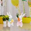 2 Pieces Easter Bunny Decoration Plush Toys Desktop Ornaments Decor Cute Decorative Figurines