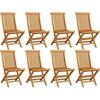 VidaXL Folding Garden Chairs 8 Pcs Solid Teak Wood