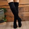Fashion Sexy Club Black Thigh High Boots for Womens Shoes Over-The-Knee Flock Elastic Boot Botas Altas Plataforma Mujer