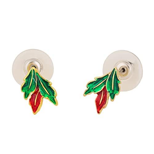 Позолоченные серьги-гвоздики Estele с листьями эмали для девочек