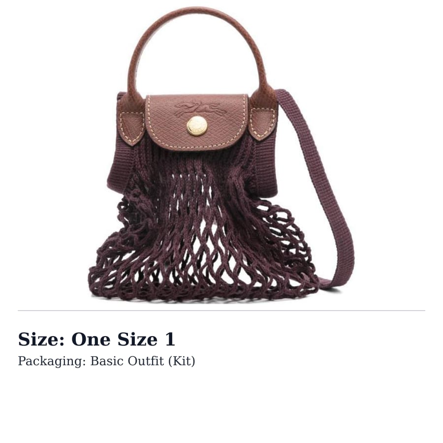 LONGCHAMP Le Pliage Filet Cotton With Calfskin Shoulder Bag, Crossbody Bag, Handbag Mini Women's Purple 10139HVH061