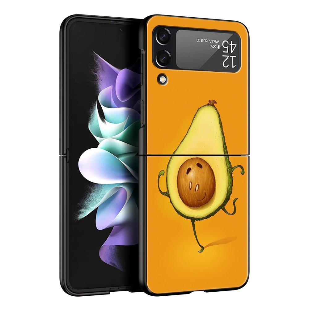 Милый чехол для телефона с авокадо и йогой для малышей для Samsung Z Flip3 Flip4 Flip5 Shell для Z Flip 3 Flip 5 4 5G Черная жесткая складная задняя крышка