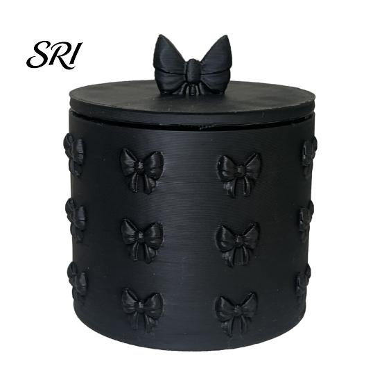 PLA Material Storage Box 3D Bow Decor Holder with Lid Moisture-Proof Dustproof Snack Jar Durable Organizer for Cotton Pads Jewelry Swab