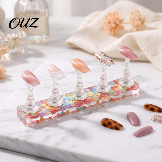 Nail Art Display Holder False with Glitter Base, Magnetic Press-on for Practice Stand Beginner Nails Painting, & Portable