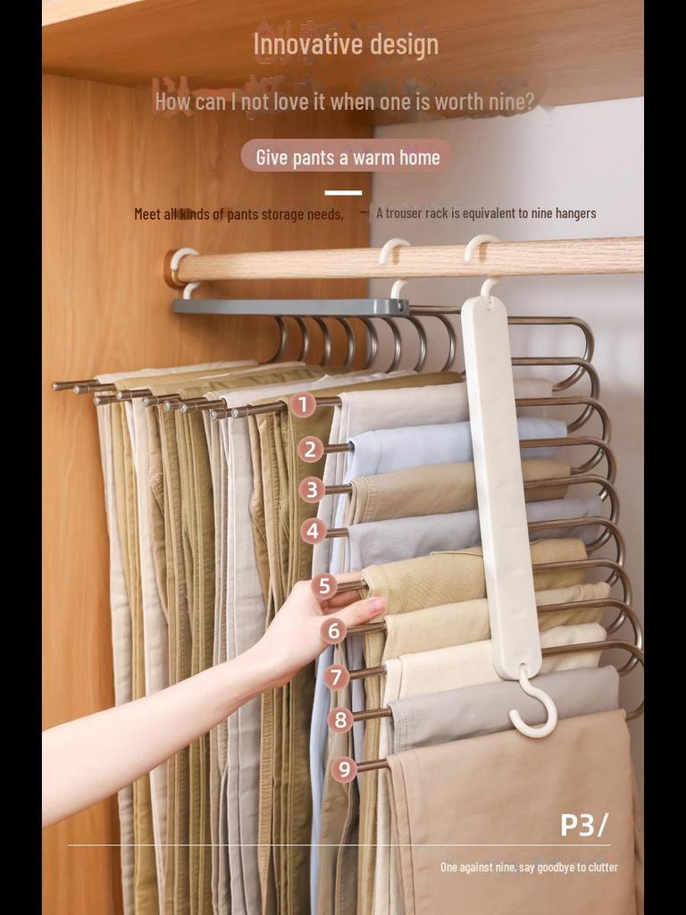 Multi-Layer Folding Pants Rack: Dual-Use, Horizontal & Vertical, Magic Storage Solution for Clothing