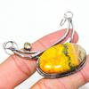 Bumble Bee Jasper, Citrine 925 Sterling Silver Gift Pendant 2.36" H6Y79