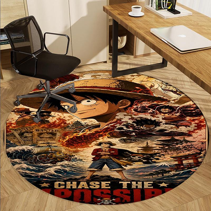 One Piece Pattern Round Rug, Indoor/Outdoor Mat, for Picnic, Gameroom, Bedroom, Office, Living Room, Home Decor Carpet, Birthday Gift