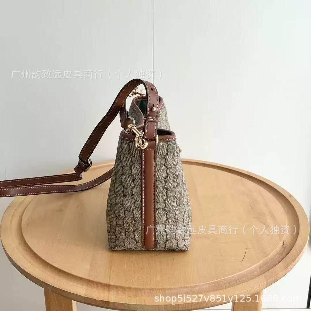 Niche light luxury ophidia inspired design, full of printed magnetic buckle single shoulder crossbody bucket bag simple