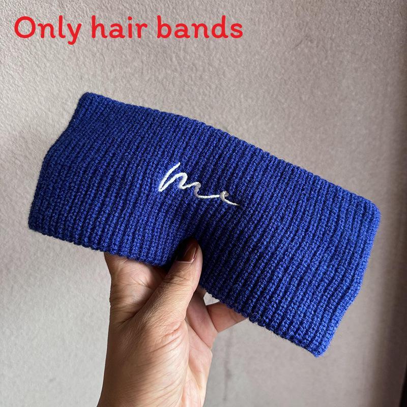 Вязаная эластичная повязка на голову в корейском стиле с буквенными украшениями для повседневного использования женщинами и мужчинами
