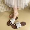 Retro linen slippers women's summer wear new casual vacation flat sandals versatile set toe sandals
