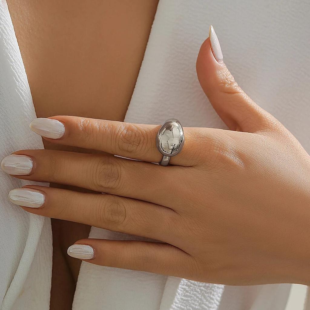 Преувеличенные большие полые геометрические овальные кольца для женщин, креативные регулируемые матовые кольца на палец, модные эффектные украшения для девочек