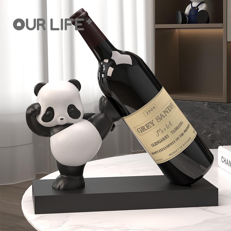 Panda Kick Modern Red Wine Rack: Luxurious Display Shelf & Home Decoration
