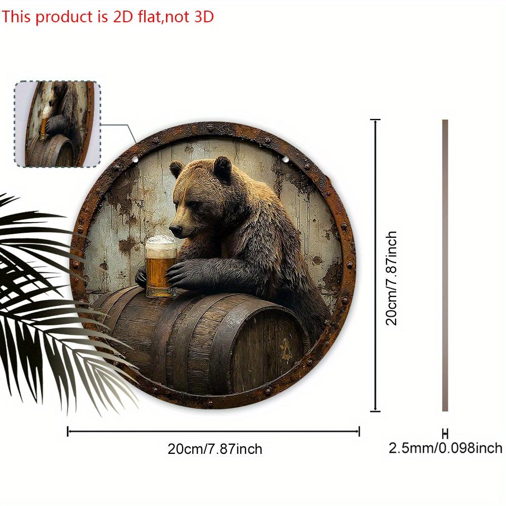 Деревянная табличка с узором медведя и пивной бочки - Уникальные настенные фронтоны - Идеально для входной двери, двора, настенного декора