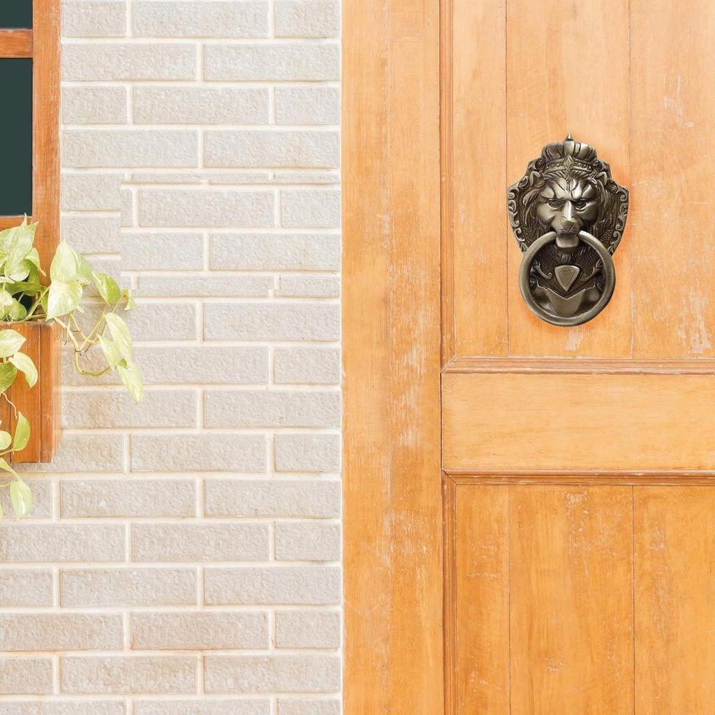 Дверной молоток в викторианском стиле из латуни, дверной молоток в форме льва, дверные молотки для входной двери, античный коричневый, стандартный, упаковка из 1 шт., новый
