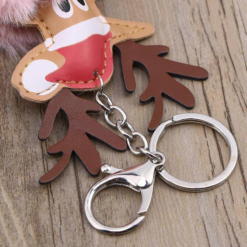 Cute Cartoon Keychains Cartoon Elk Keychain Daily Outfit Match Light Pink Ball 1Set