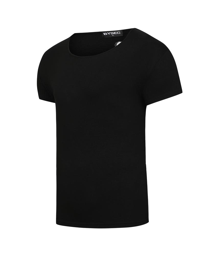 BYSEC U-Neck Muscle Stretch Plain Short Sleeve_2 Colors
