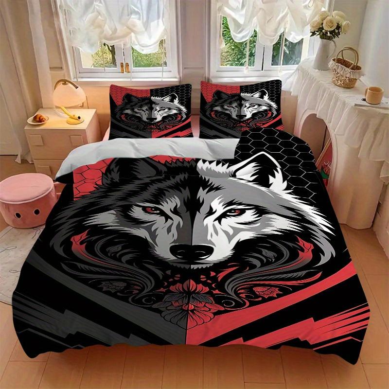 3pcs set Wolf Pack 1 Quilt Cover + 2 Pillowcases, All Seasons Bedroom Setting, Perfect for Home and Dorm Decor a158