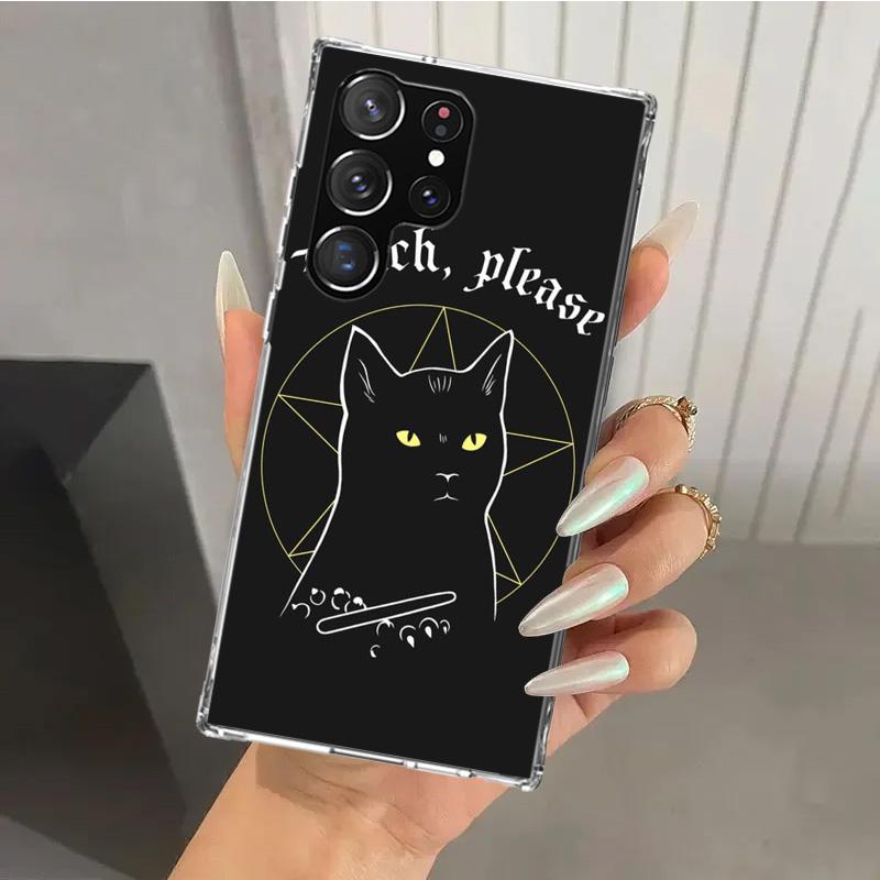 Красочный милый чехол для телефона с изображением ведьмы и кота для Samsung Galaxy S26 S24 S23 Ultra S25 Edge S22 S21 Plus S20 FE + Мягкий чехол с принтом Fund